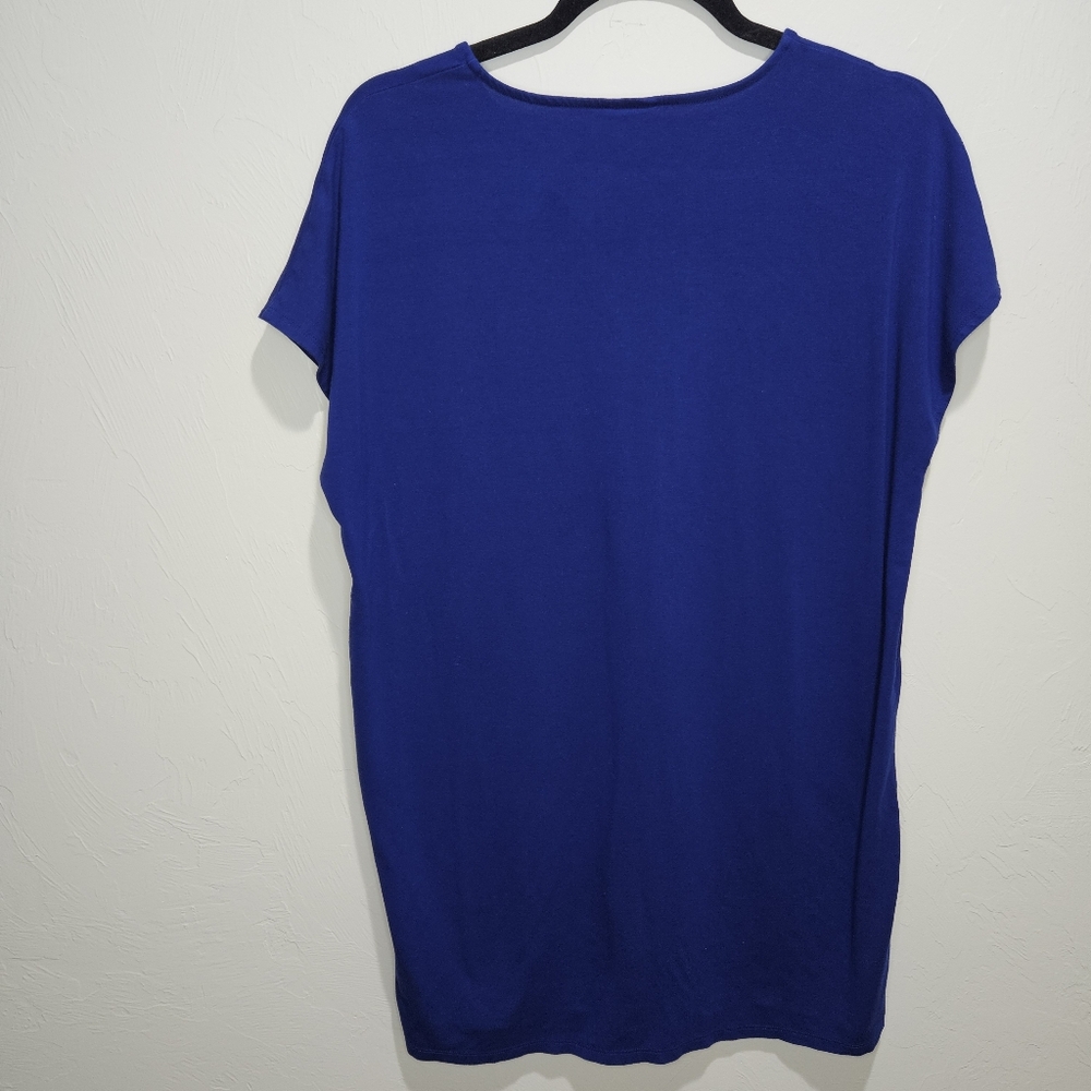 Chico's Tunic Top Classic Women's Size 2 / Large Royal Blue Shirt Tee Rayon - Picture 8 of 15